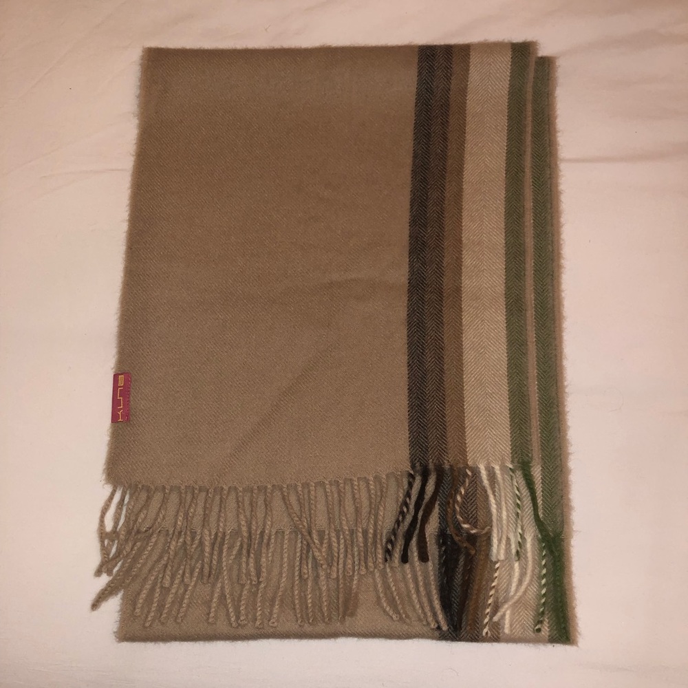 Baby Alpaca Beige and Striped Scarf